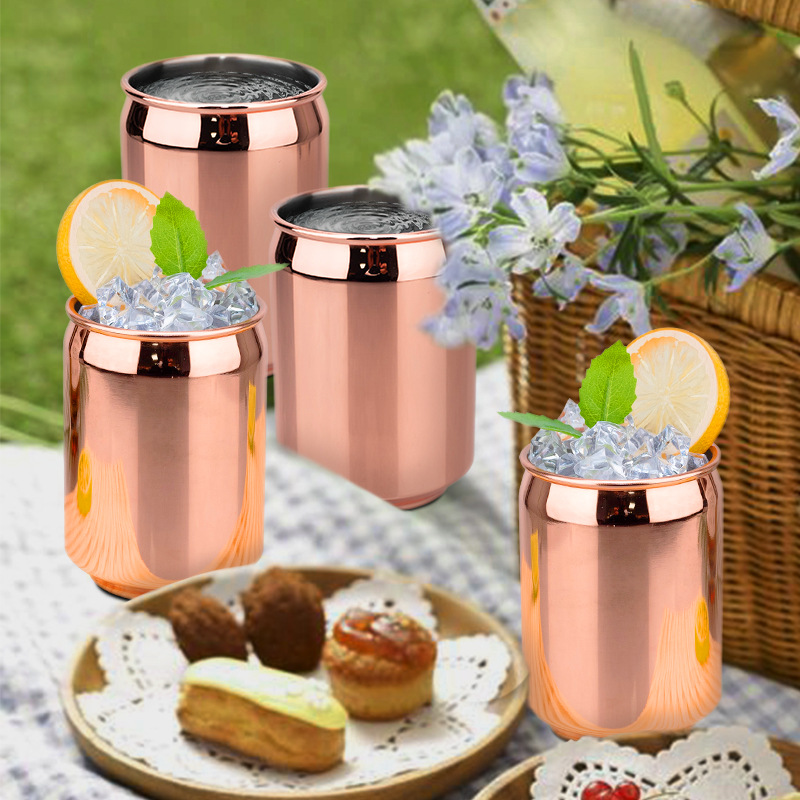 Creative can-shaped single-layer cup, new stainless steel metal cola cup, simple desktop cold drink cup full figure