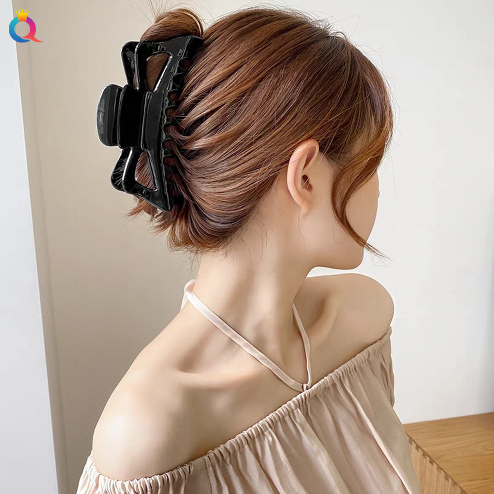 Qiyue Korean-style oversized hair clip, a trendy and fashionable back head updo hairpin with a matte shark clip headwear Specification drawing