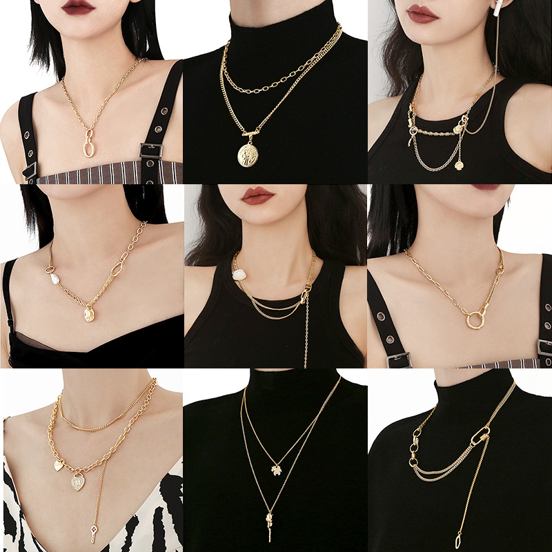 Necklaces, niche female accessories, snake-bone chains, ins accessories, fashionable accessories, high-end European and American neckchains, sweater chains, collarbone chains details Picture