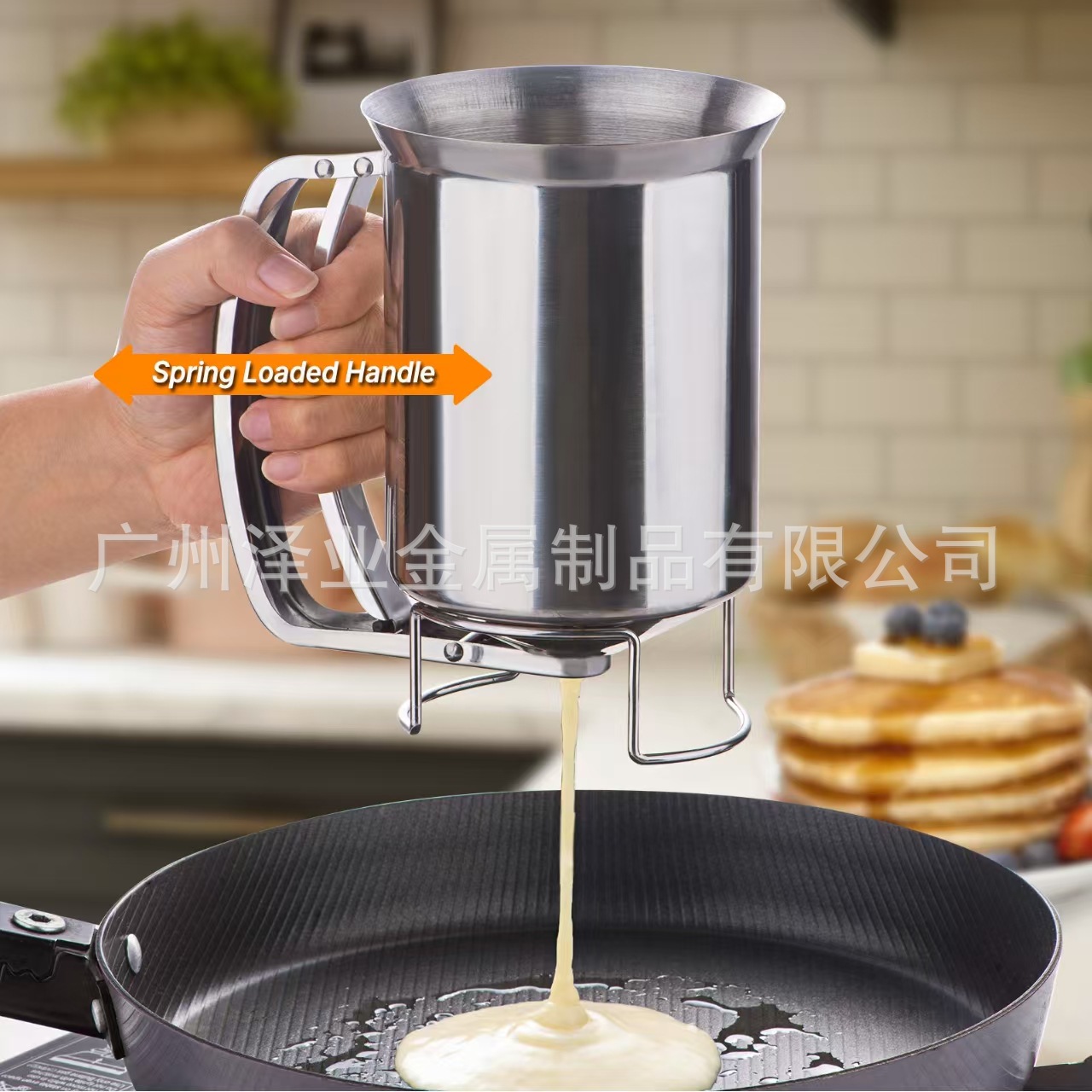 Cross-border 304 stainless steel manual batter separator, cake stirring separator, flour dispenser, batter funnel full figure