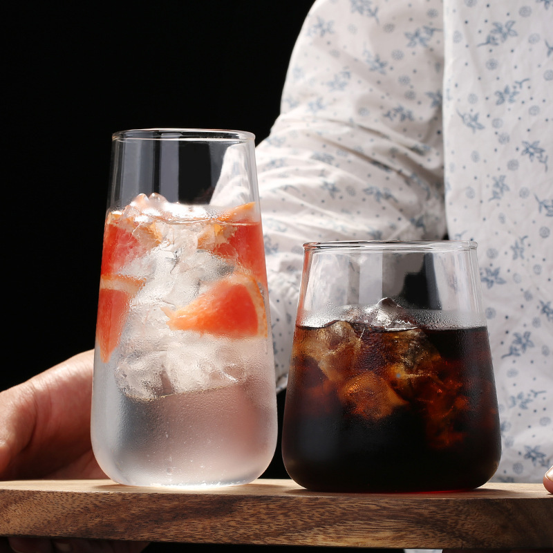 Transparent glass cups, popular Instagram juice cups, milk tea cups, beverage cups, household milk cups, water drop cups, breakfast cups details Picture