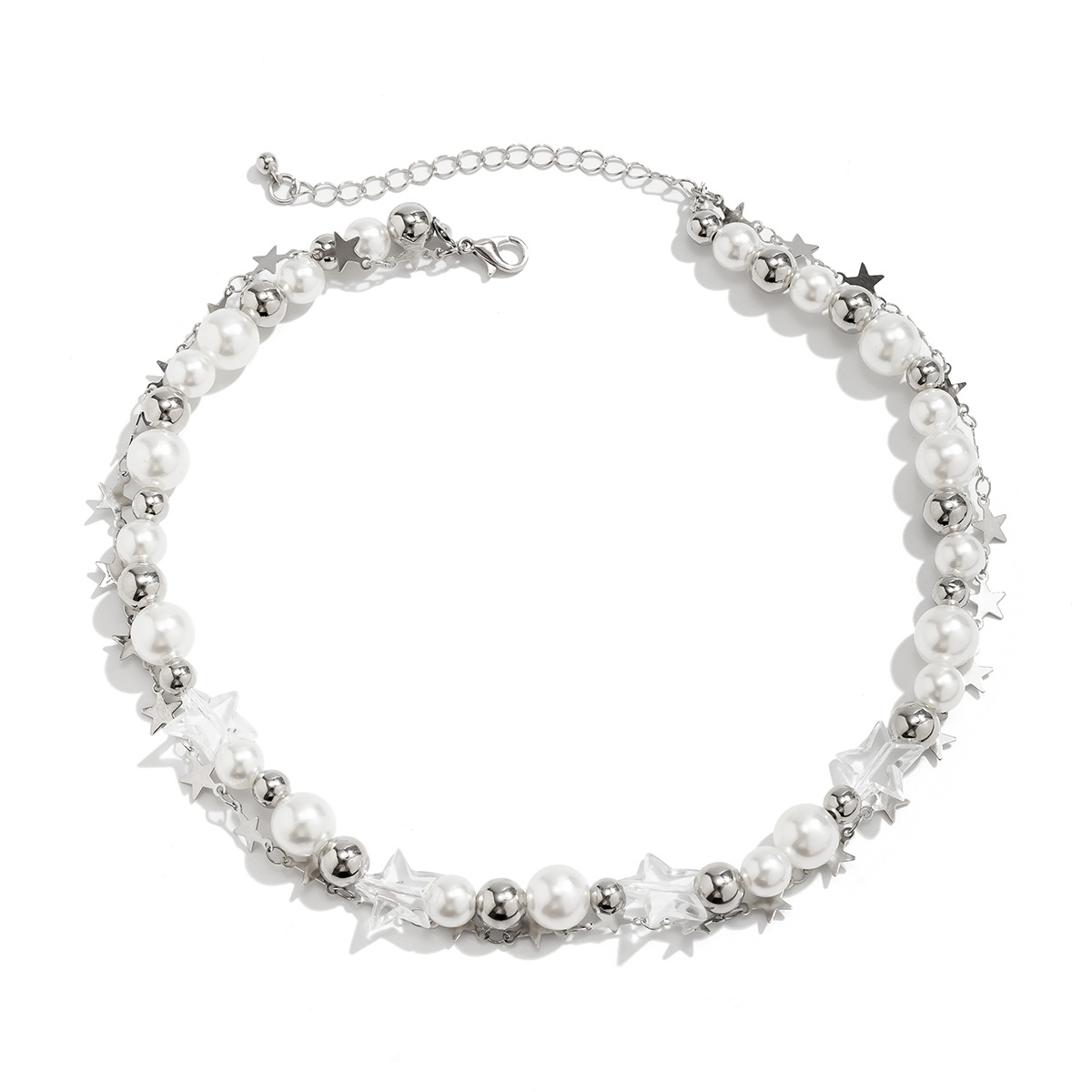 European and American pastoral, fresh and elegant, pearl-like style necklace versatile star-shaped beaded necklace for cross-border women Item Picture