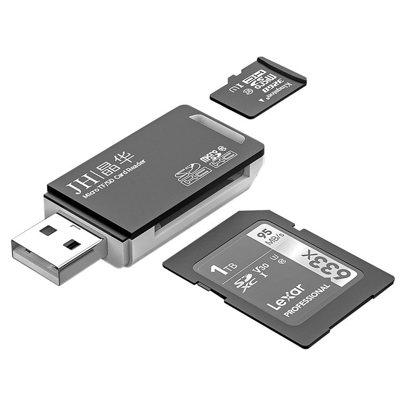 Jinghua USB2.0 card Reader TF/SD multi-functional 2-in-1 computer and mobile phone memory high-speed card reader Item Picture