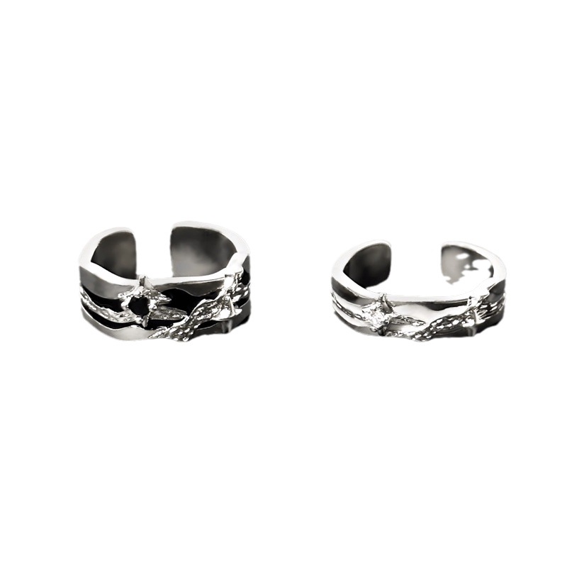 Black and white niche design, light luxury enamel androgynous style couple rings, high-end feel, ins cold style open ring for women Item Picture