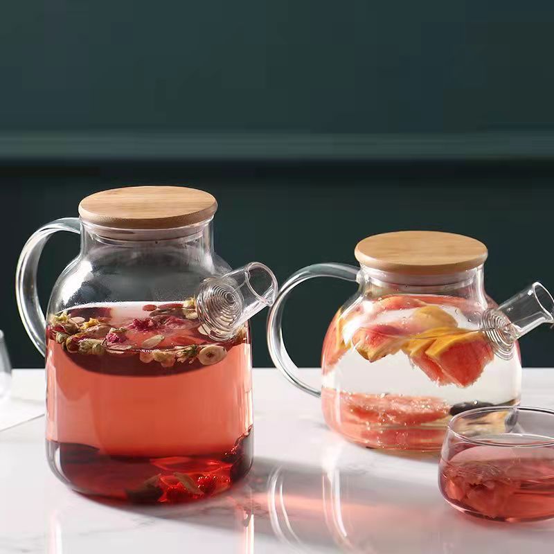 High borosilicate heat-resistant glass explosion-proof brewing teapot, household cooling water kettle, boiling teapot, fruit teapot, large-capacity tea set details Picture