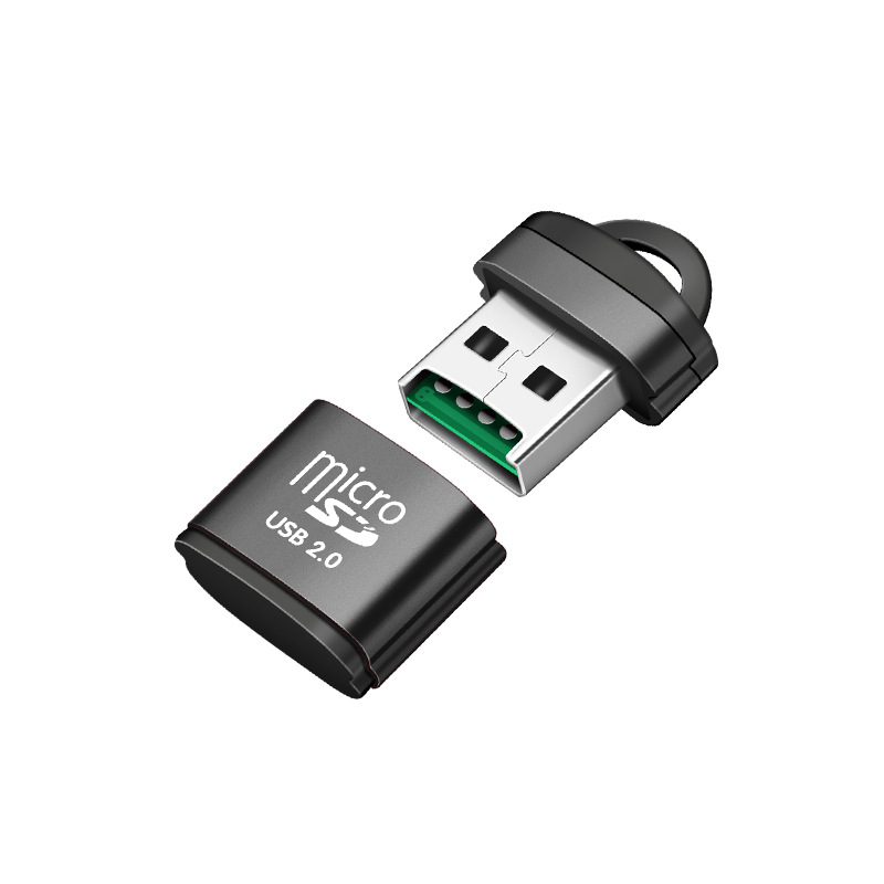 Keychain portable mini aluminum alloy card reader, high-speed microSD mobile phone TF memory card reader wholesale Item Picture
