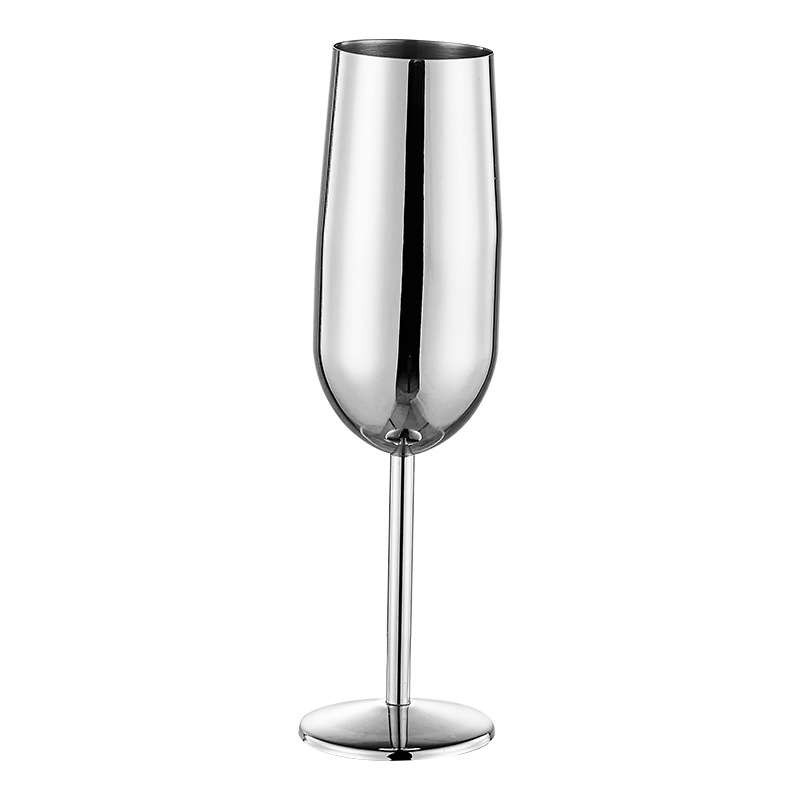 Foreign trade 304 stainless steel champagne glasses, red wine glasses, cocktail glasses, creative metal wine glasses, bar and restaurant highball glasses Item Picture