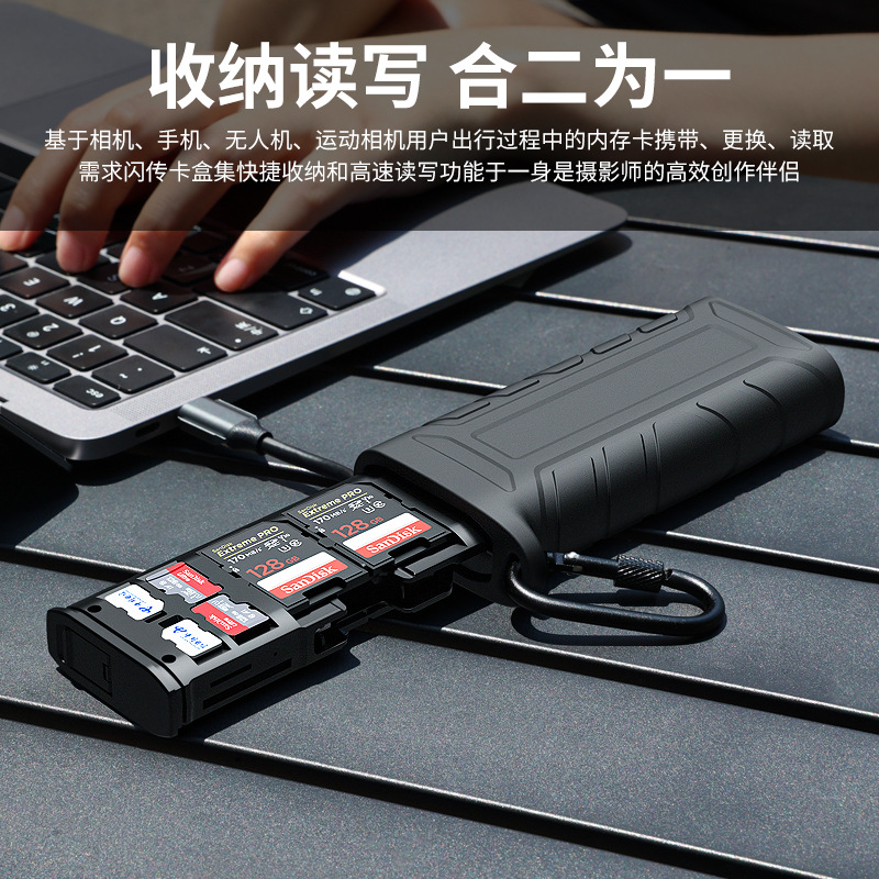 Multi-functional high-speed memory card reader, SD card, TF card storage box, mobile phone camera flash transfer card box, high-speed transfer details Picture