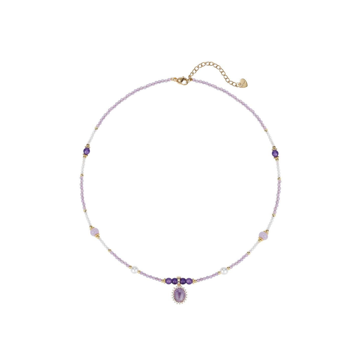 New Chinese-style, fashionable, retro and exquisite amethyst beaded zircon necklace, elegant, fashionable, cute and versatile, collarbone chain for women Item Picture