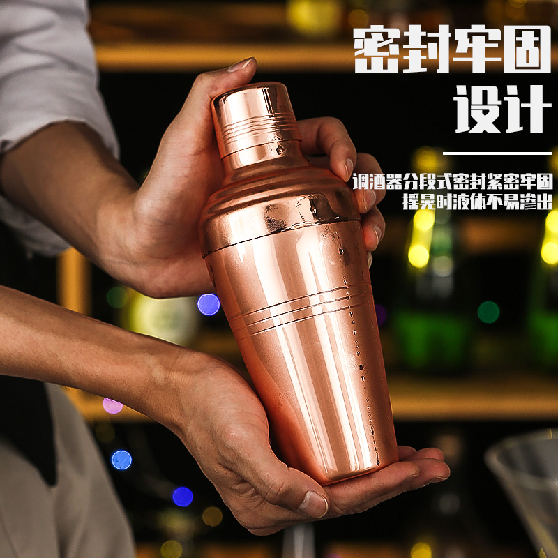 304 stainless steel thickened Baron shaker, Japanese three-section shaker, cocktail shaker, 410ml details Picture