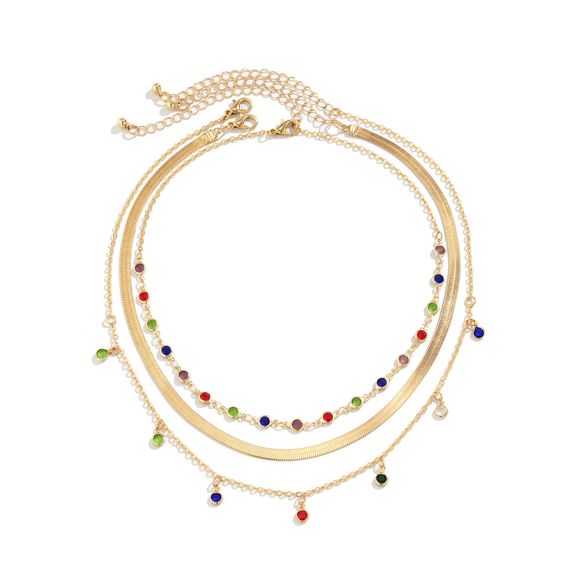 European and American cross-border accessories, niche hot girl style crystal star-shaped collarbone necklace, simple snake bone chain necklace necklace Item Picture
