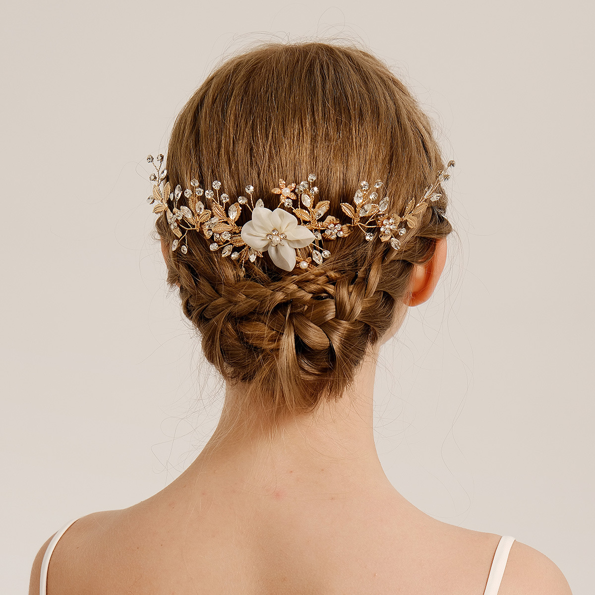 European and American bride accessories, hand-combed hair accessories, wedding banquet ancient-style updo accessories, leaf and flower golden hair combs full figure