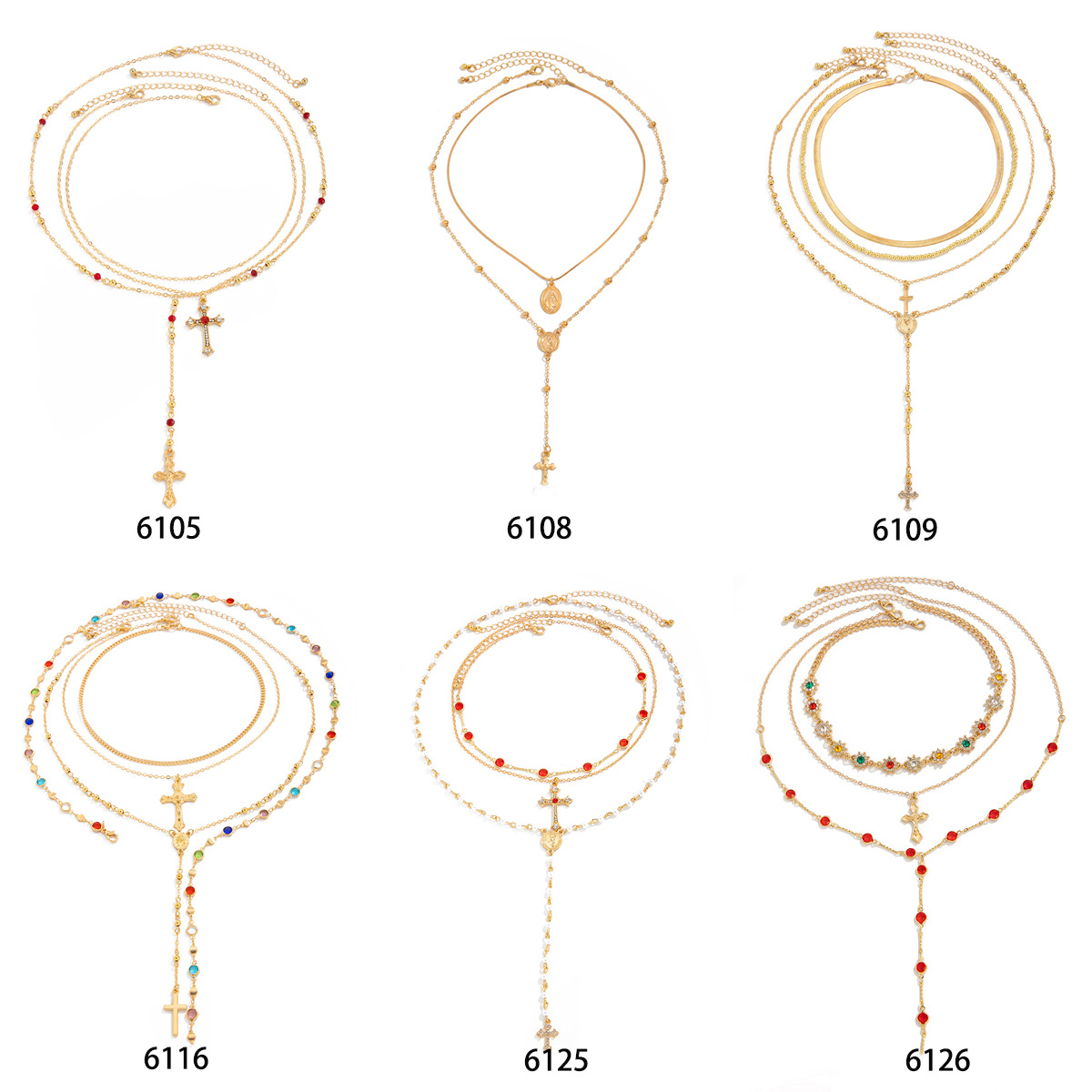 A 3-piece set of cross-border European and American jewelry, a diamond-encrusted cross chain necklace, a small flower crystal copper bag and iron chain necklace Application Scenario