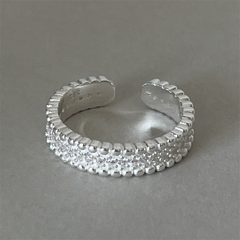 French light luxury micro-set zircon ring for women, 925 sterling silver, a niche high-end feel, plain ring, open ring trend Item Picture