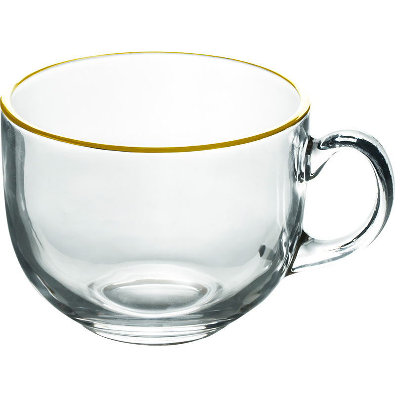 Lizun large-capacity gold-edge glass cups, breakfast cups, oatmeal cups, milk cups, coffee cups, dessert cups wholesale with logo printing Item Picture
