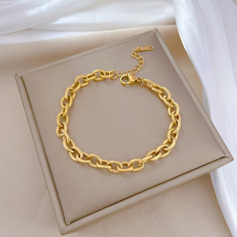 【 All-titanium Steel 】 Dongdaemun minimalist style vintage chain bracelet, a female Internet celebrity's retro best friend Specification drawing
