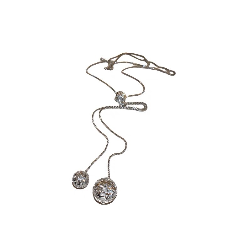 Linglong Dice, light luxury style, pull-out adjustable long necklace, women's autumn and winter style sweater chain, collarbone chain Item Picture