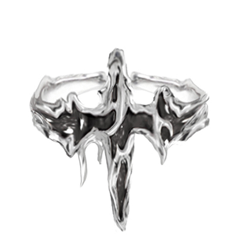 A trendy and cool, irregular-textured enamel open ring with an Instagram niche design and a cold, cool hip-hop style Specification drawing