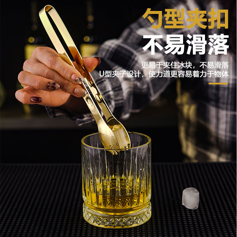 304 stainless steel ice tongs, ice clamps, thickened sugar cubes, ice cubes, multi-purpose tongs, bar counter utensils details Picture