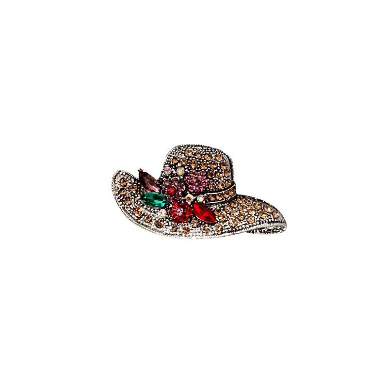 European and American style Bauhinia flower brooch, silk scarf buckle, hollowed-out jewelry, seven-color diamond inlay, geometric retro beauty, luxury women Item Picture