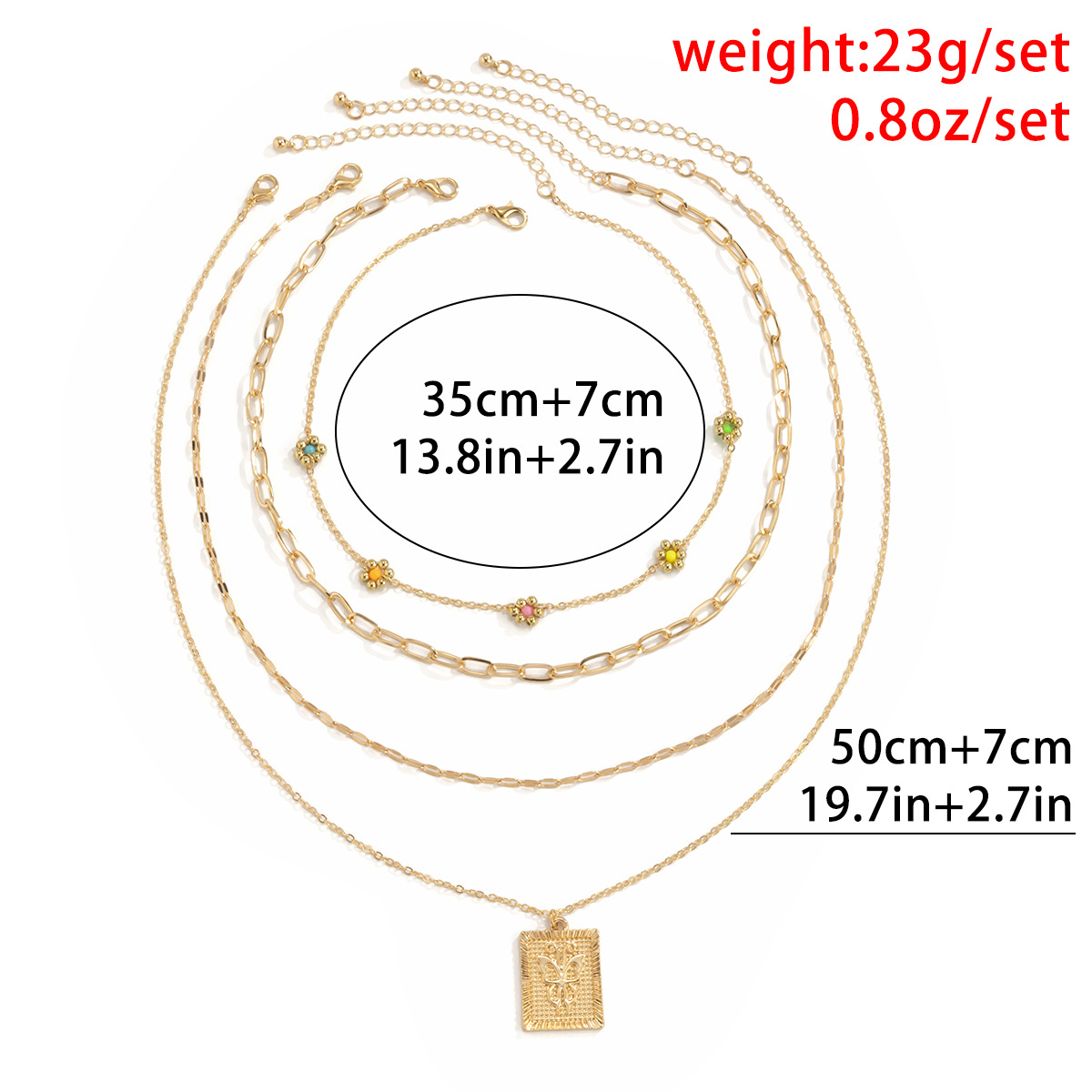 European and American cross-border jewelry, retro rice bead small Daisy flower metal necklace, simple geometric square card hollowed-out necklace Application Scenario