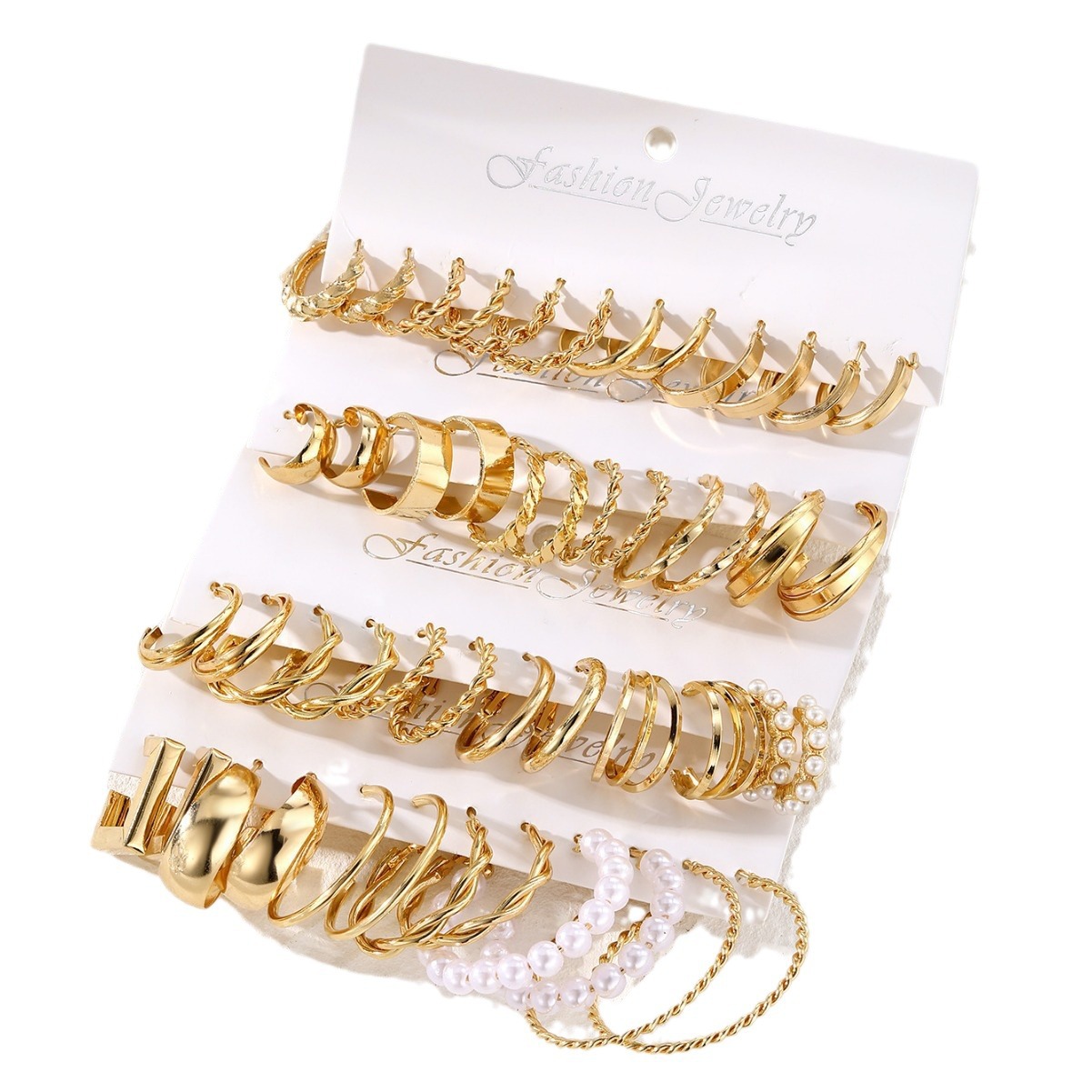 Cross-border new metal twist earrings set 6 pairs of creative, retro and simple geometric earrings for women wholesale Item Picture