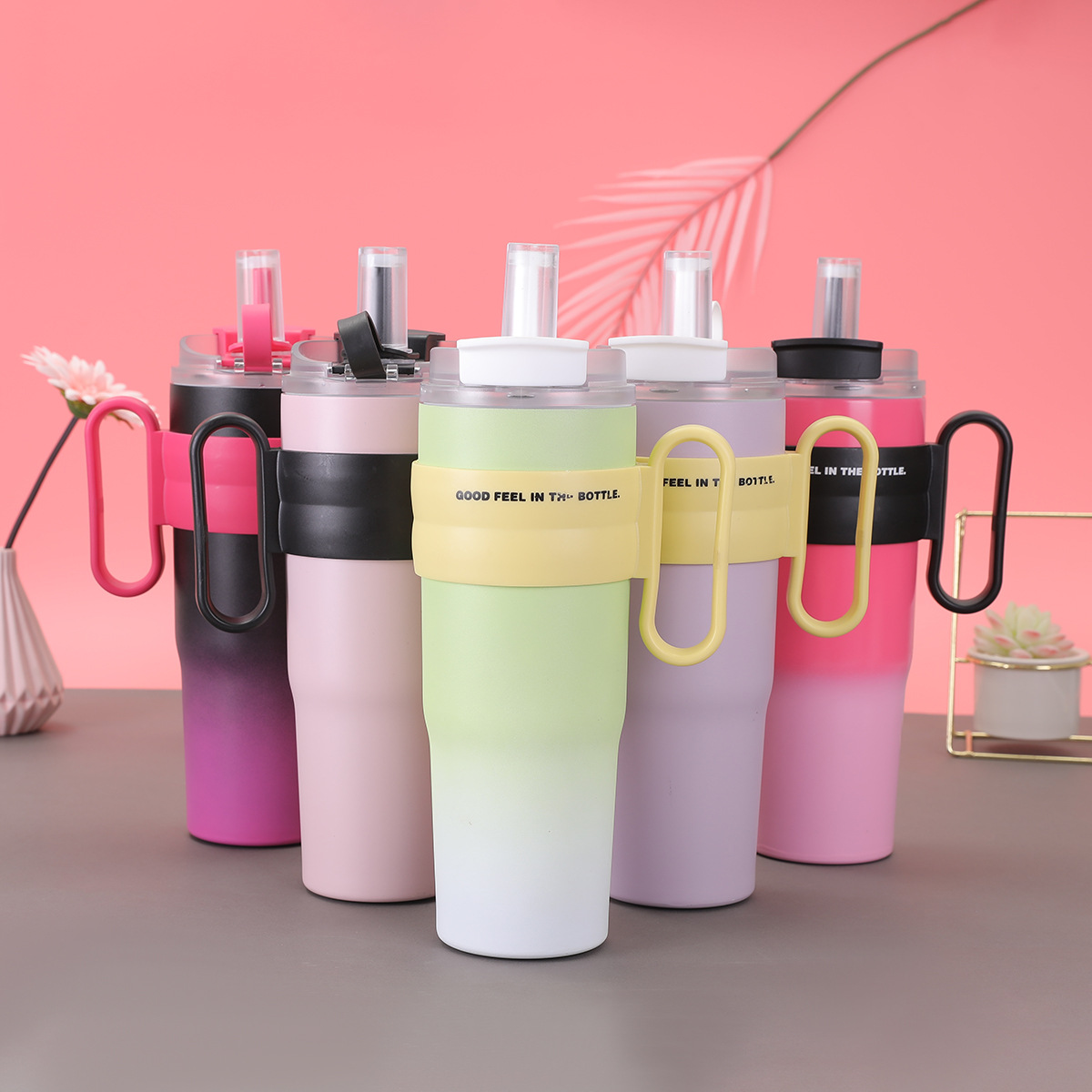 Creative Dopamine Double Drink Giant 40oz large-capacity insulated cup, 304 stainless steel vacuum straw insulated cup Specification drawing