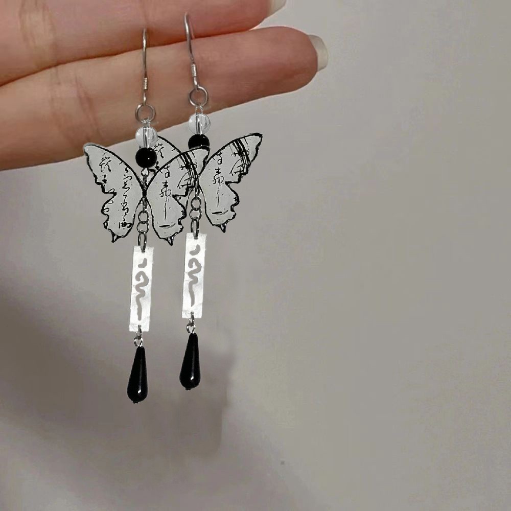 New Chinese-style long tassel ear studs for women's charm, versatile, niche retro ear hooks, ancient-style earrings, Hanfu accessories wholesale details Picture