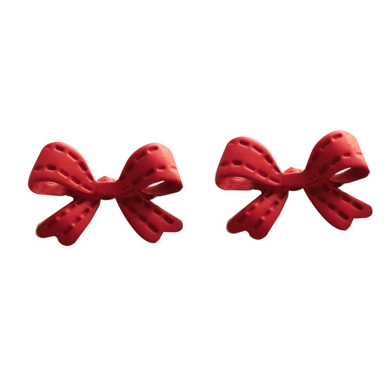 Korean bow stud earrings, sweet and girlish, simple and elegant, internet-famous super fairy earrings, the new style of earrings in 2025, trendy Item Picture
