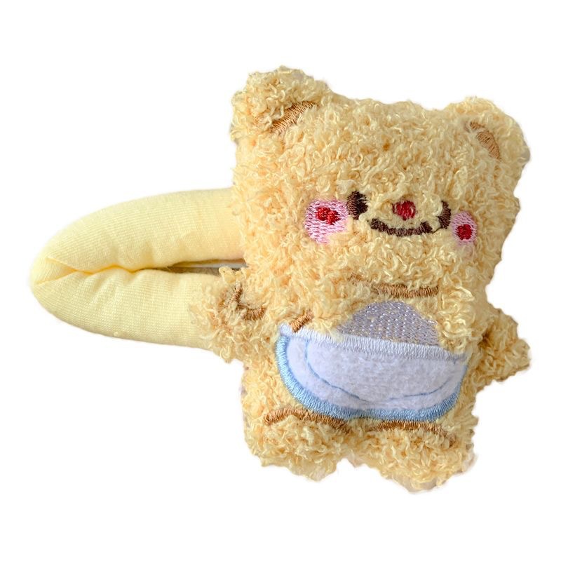 Cartoon plush butter bear hairpin, new princess side clip, large BB headpiece, hairpin, hair clipper, makeup clip Item Picture