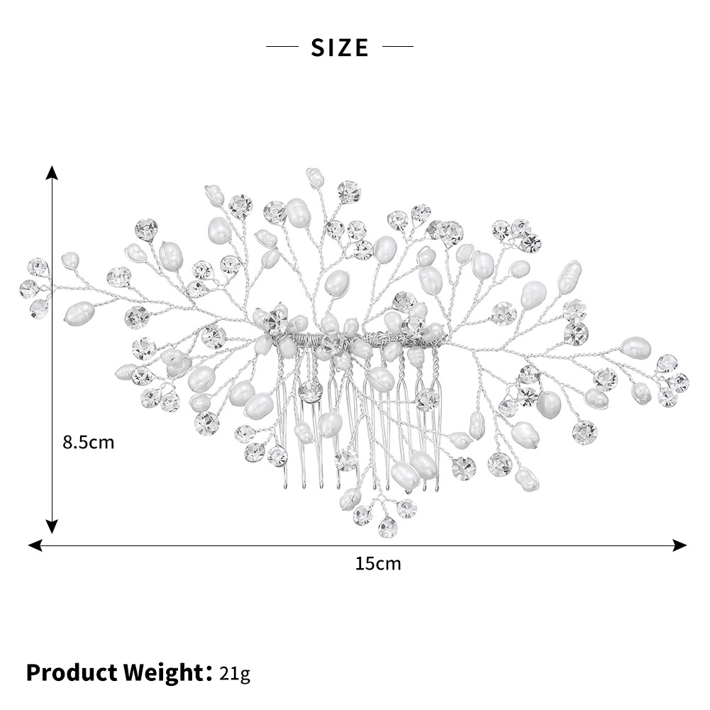 Amazon high-end wedding accessories, Korean-style simple hair combs, handcrafted freshwater pearl hair accessories, bride's updo, hair tips and combs Item Picture