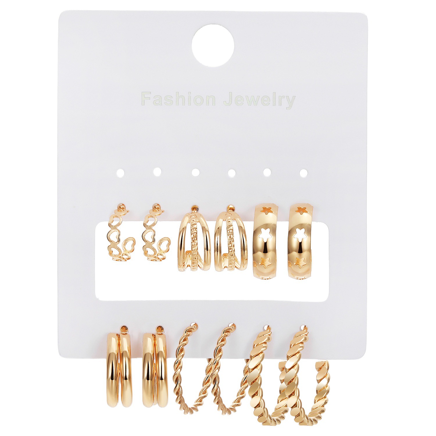 Cross-border source fashion commuting butterfly pearl stud earrings High-end metal earrings 9-pair earring set combination Item Picture