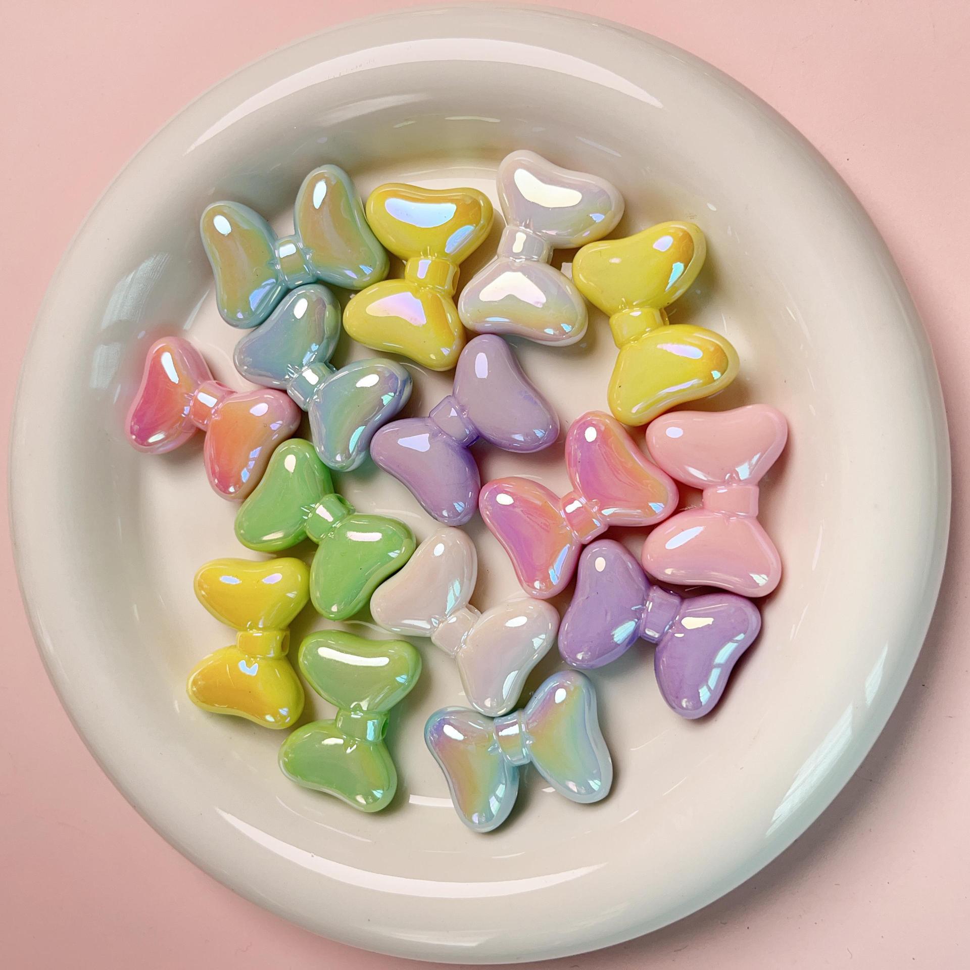 Uv-coated color bow, straight hole loose beads, diy beaded mobile phone chains, keychains, pen strings, materials, jewelry and accessories wholesale full figure
