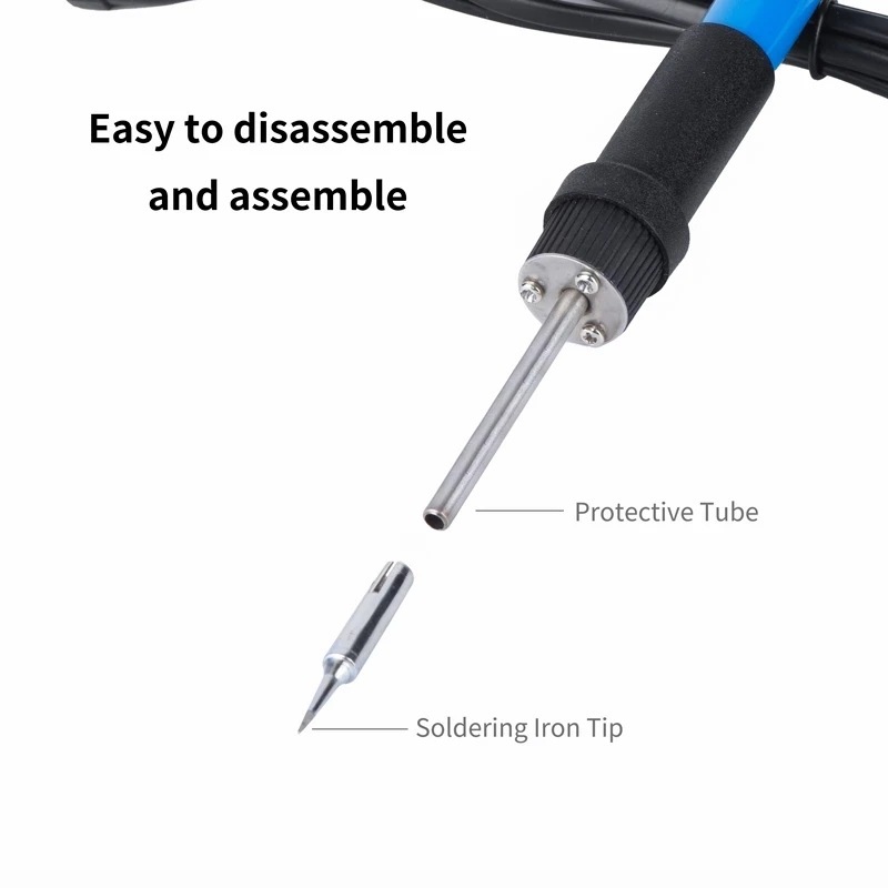 Adjustable temperature soldering iron soldering tool kit 15-piece set, British and American standard 908 60W Rockiron soldering pen Item Picture
