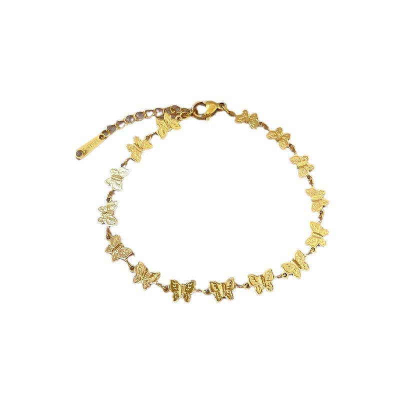 【 All-titanium Steel 】 Butterfly retro Dongdaemun, minimalist style, gold bracelet inside the furnace, female Internet celebrity, retro best friend Item Picture