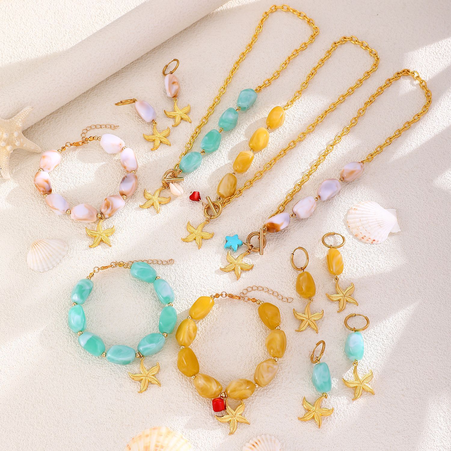 European and American cross-border jewelry, beach starfish collarbone chain, ocean-style earrings, bracelet, necklace set, jewelry for women Application Scenario