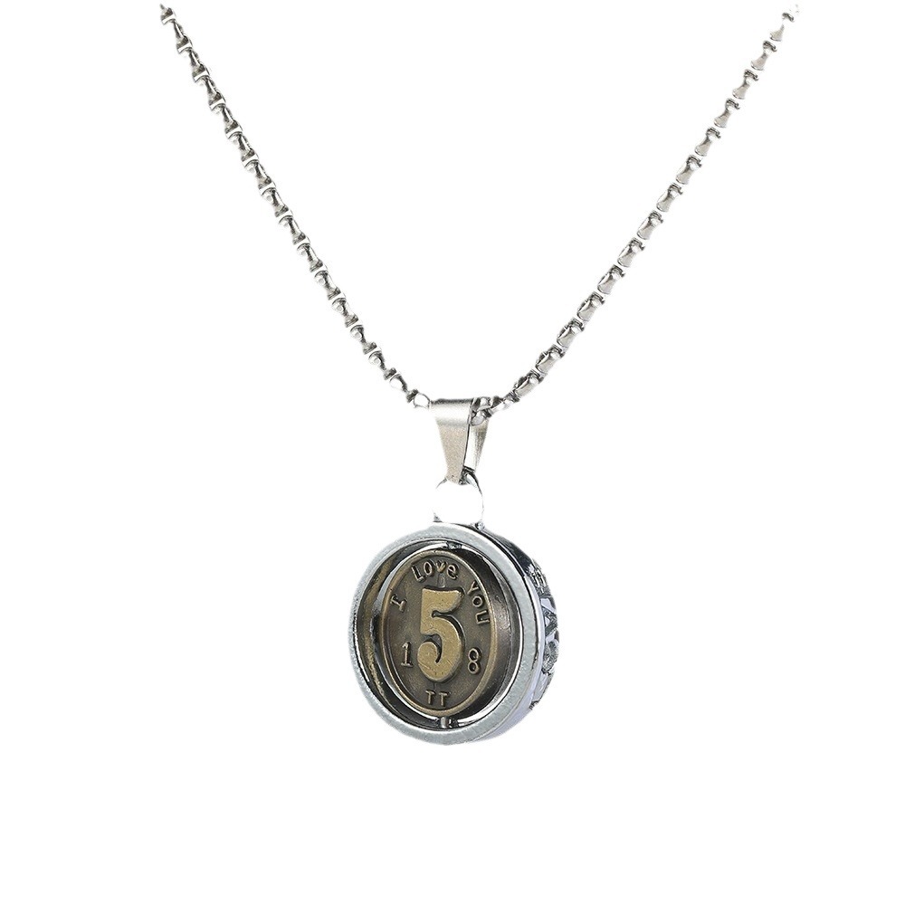 Wholesale of new 50-cent coin necklace, golden rotatable coin necklace, hip-hop niche and trendy coin pendant Item Picture