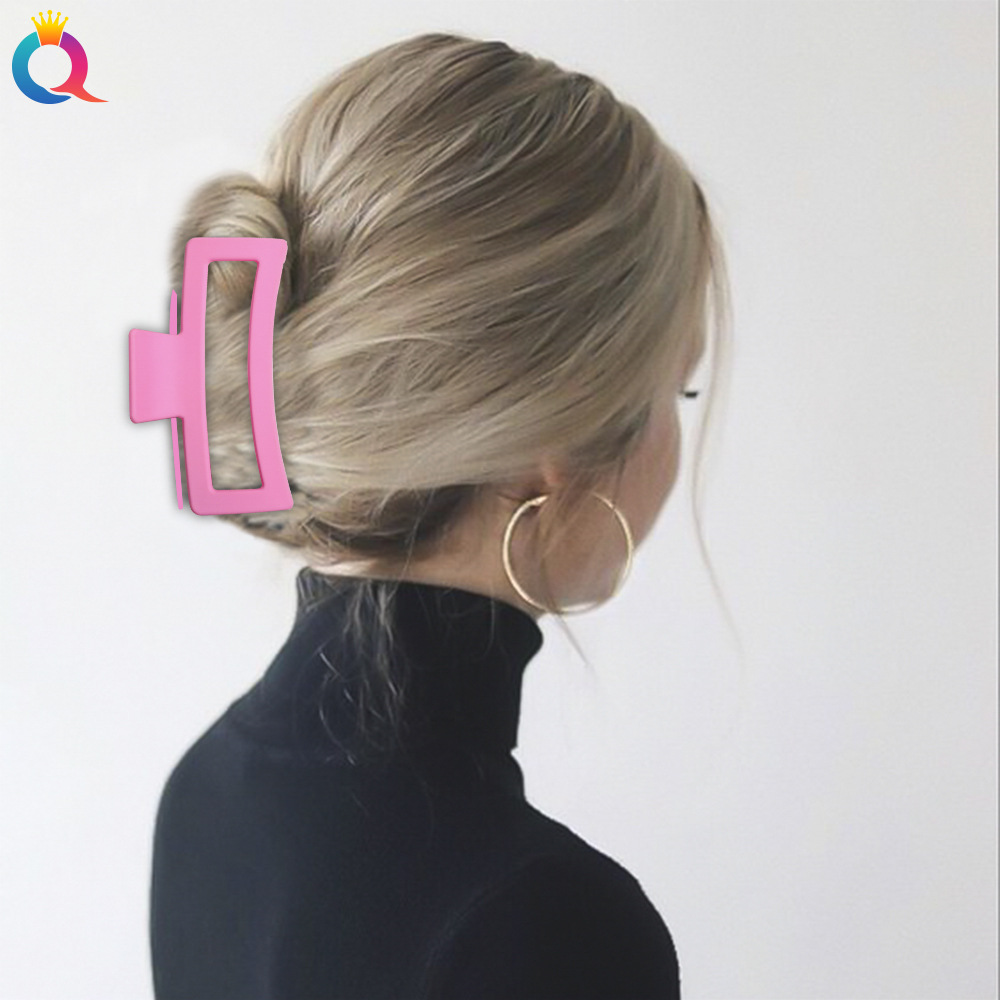 Qiyue Spring color matte hair clip, simple square ponytail clip, large 13cm updo hair clamp, shark clip hair accessory Specification drawing