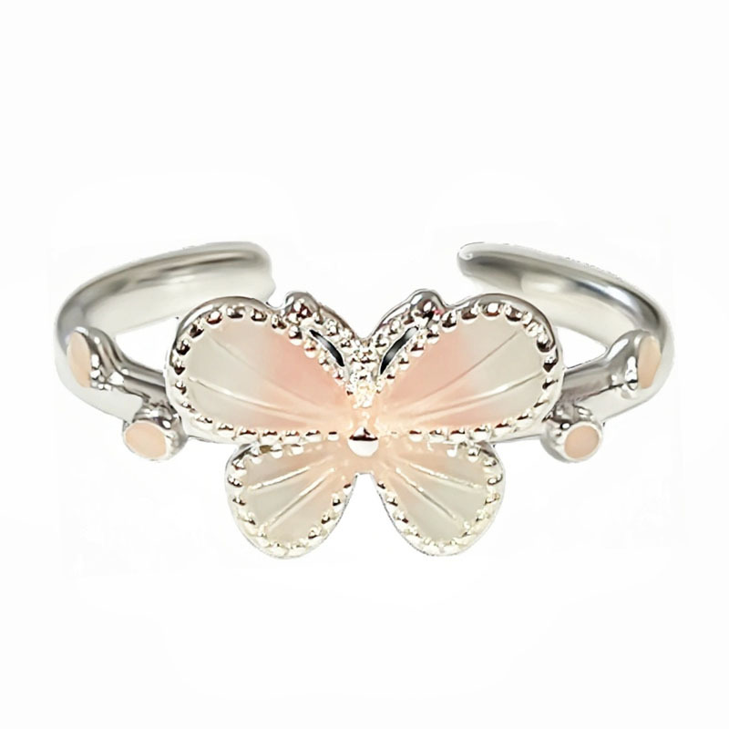 Sweet girl style, unique Korean gradient butterfly flower fashion bestseller ring, women's trendy Instagram cool style summer accessory Item Picture