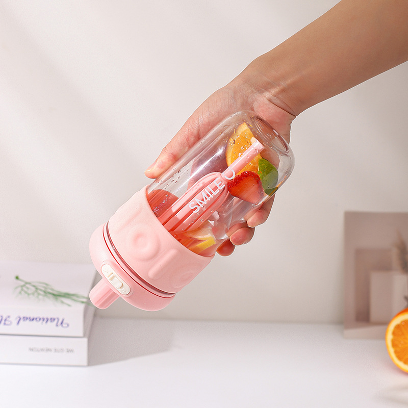 2024 New sports water cup, summer women's simple, large-capacity water cup, high-temperature resistant, high appearance level plastic cup, straw cup Specification drawing