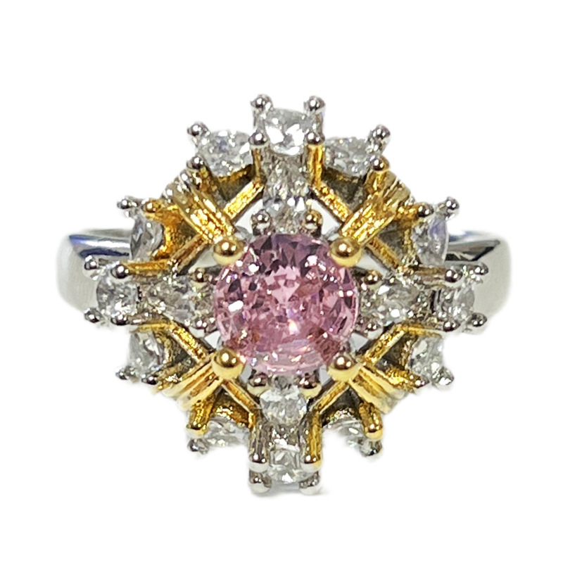 A mid-style lace hollowed-out two-color open ring for women, exuding a sense of light luxury and high-end sophistication, with a luxurious and elegant touch and a niche design Item Picture