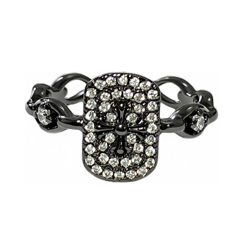 European and American fashion dark style iris cross micro-inlaid simple ring, gender-neutral style, cold personality style ring Item Picture