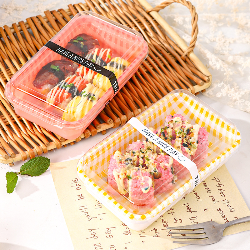 Tiramisu packaging box, picnic sushi rice ball disposable packing box, hand-painted cake macaron dessert box full figure