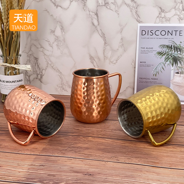 Cross-border best-selling 600ml stainless steel copper cup, Moscow Mule cup, creative cocktail beer mug details Picture