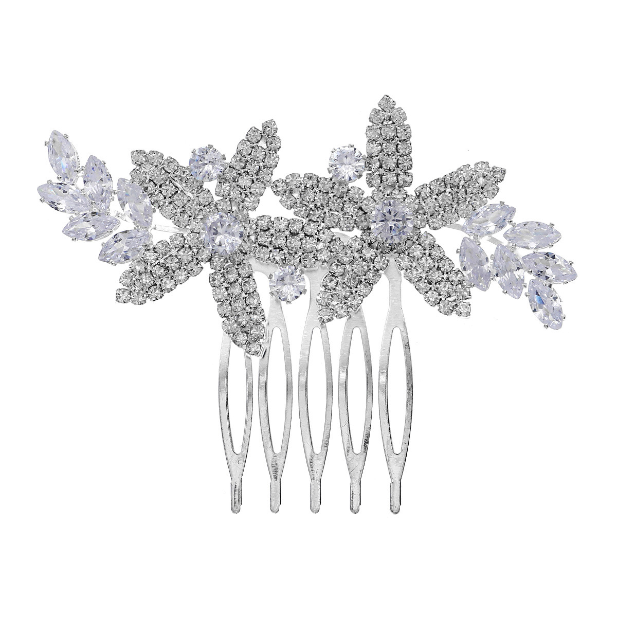 New Chinese-style bride's hair accessory, light luxury zircon bun hair comb, wedding dress and evening gown headwear, design sense floral water diamond insert comb Item Picture