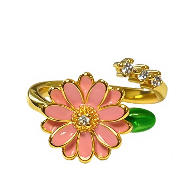 The sweet and elegant traditional Chinese style Daisy forest-themed tulip fashion ring is a unique and creative new product for women, a niche ring trend Item Picture