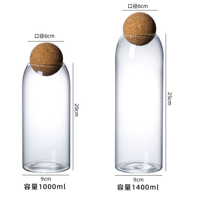 Sealed food-grade glass spherical cork stopper storage tanks for coffee beans and grains are available in stock Application Scenario