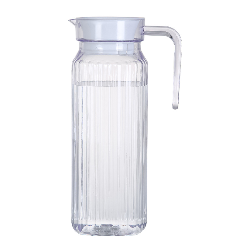 PC acrylic water bottle, cold water kettle, beverage and juice kettle, plastic bar striped kettle, high-temperature resistant and shock-resistant cold water kettle cup Item Picture