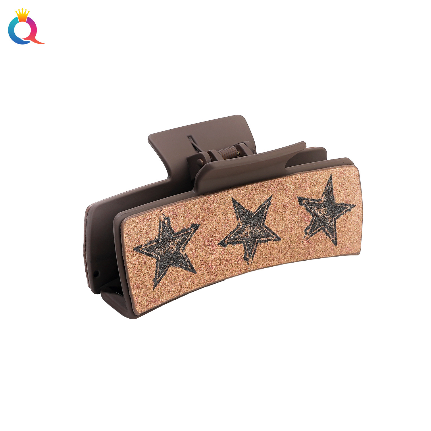 Qiyue Cross-border PU Shark Clip, black hair clip, Amazon retro square clip, updo, grappling clip, women's leather hair accessory Item Picture