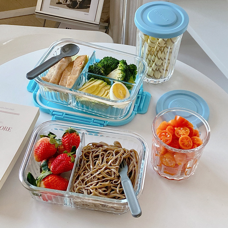 Bolimei 2023 Korean Glass Tableware Set, Bento Box, Food Storage Box, Student Lunch Box, Food storage Bowl, Microwave oven details Picture
